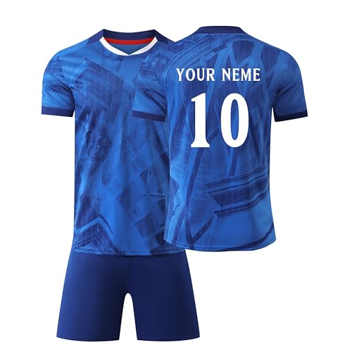 WeiaiziY Personalised Football Kits for Boys and Adult, Replica Shirts Football Kit with Name Number,Training Shirts Shorts Socks Fan Gifts for Kids Girls Men
