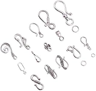 PH PandaHall 50 Sets 10 Styles Antique Silver Tibetan S Hook Ring Toggle