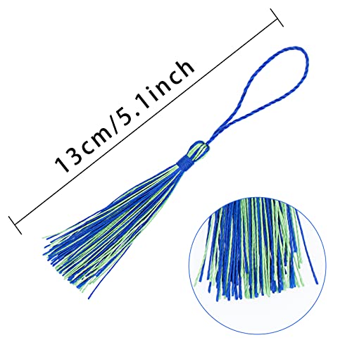 Vapker 100 Pieces Blue Green Mixed Color Tassels 13Cm/5-Inch Silky Handmade Soft Tassels Floss Bookmark Tassels With 2-Inch Cord Loop For Jewelry Making, Diy Projects, Bookmarks #TOP1