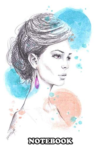 Notebook: Graphite And Watercolor Fashion Illustration Earring , Journal for Writing, College Ruled Size 6" x 9", 110 Pages