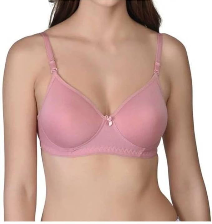 Image of Women's T-Shirt Bra, Padded Push-Up Style, Pink, Green and Blue, 3 Pack