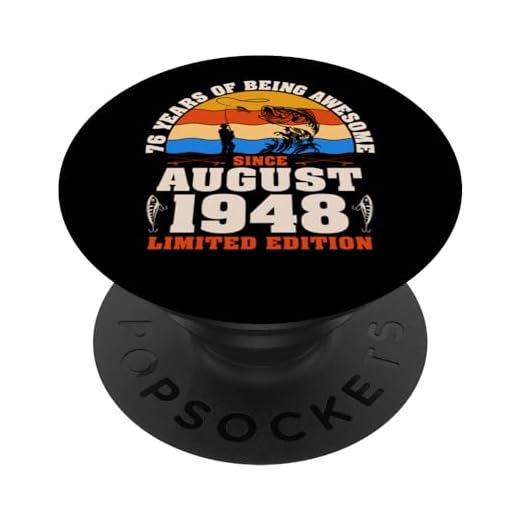 Vintage 76 cumpleaños Pescadores de 76 años nacidos en agosto 1948 PopSockets PopGrip Intercambiable