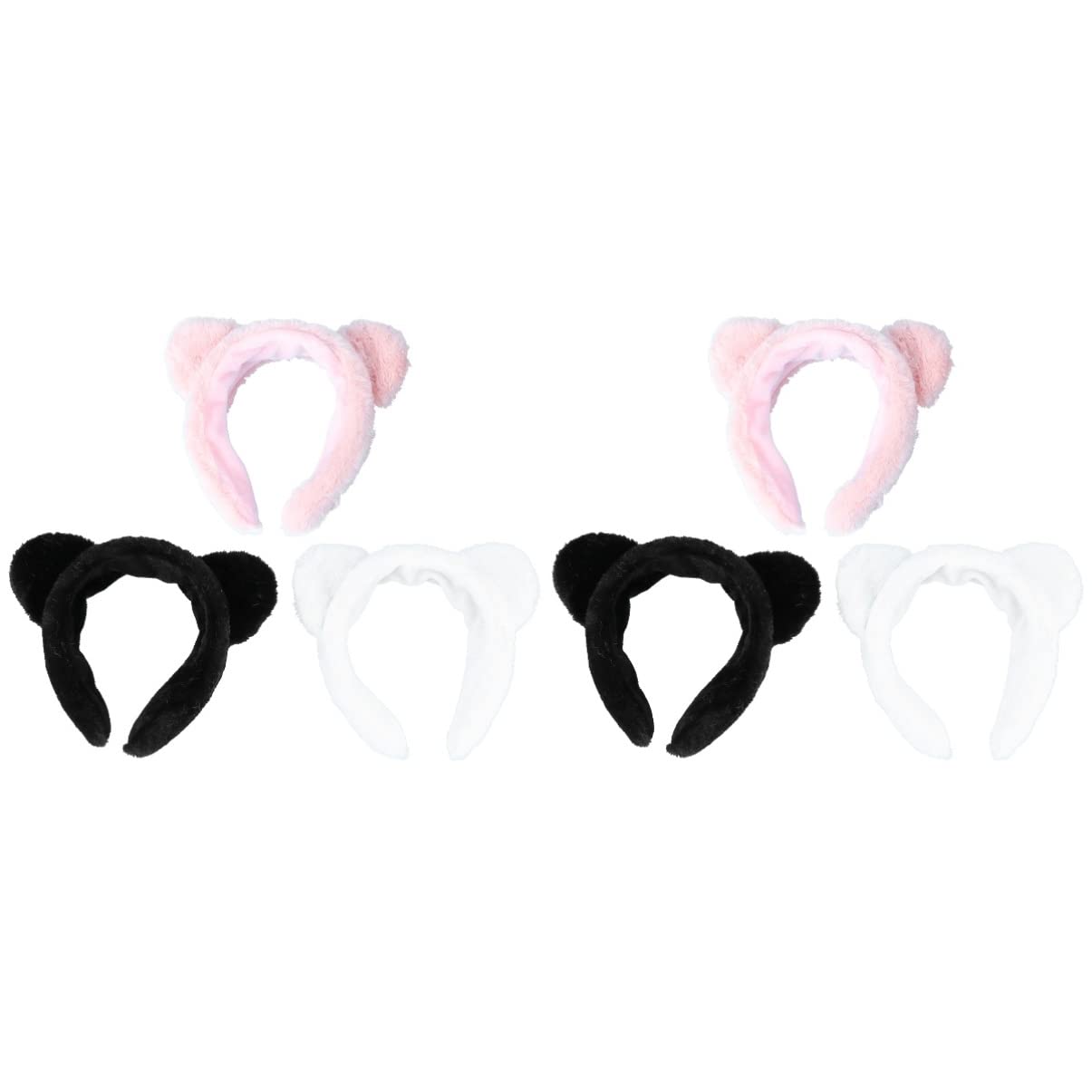 minkissy 6piezas Cat Ear Plush Makeup Headbands for Girls Soft Stretchy Hair Accessories for Face Washing and Shower