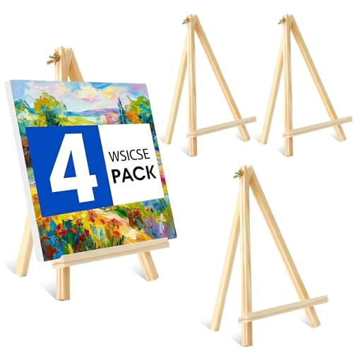 4 Pack 11.8In Tabletop Easel Wooden Easels for Paiting Adjustable Foldable for Kids Students Beginners