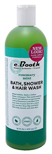 C.Booth Triple Action Bath- Hair-Shower Wash Rosemary 16 Ounce (473ml) (6 Pack)