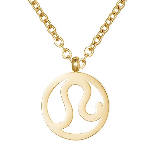 Morella Damen Halskette Sternzeichen Löwe Edelstahl Gold im Samtbeutel