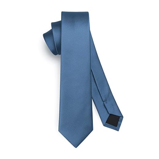HISDERN Herren Krawatte Blau Schmale Einfarbig Seide Krawatten für Herren Klassische Formelle Elegante Schlipse Hochzeit Party Business Krawatte 6cm