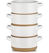 HVH Soup Bowls With Handles Microwave Safe, Ceramic Soup Bowl Set of 4, 24 Oz Big Soup Bowl for S...