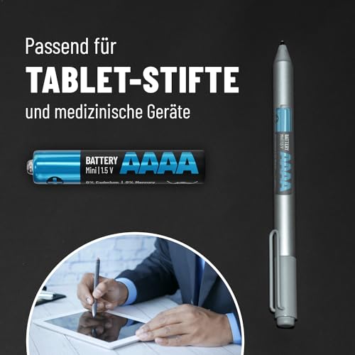 ABSINA 16x Batterien AAAA für Surface Pen, Tablet Stift und vieles mehr - AAAA Batterie 1,5V Alkaline - Mini Batterien LR61 - Batterie E96 2