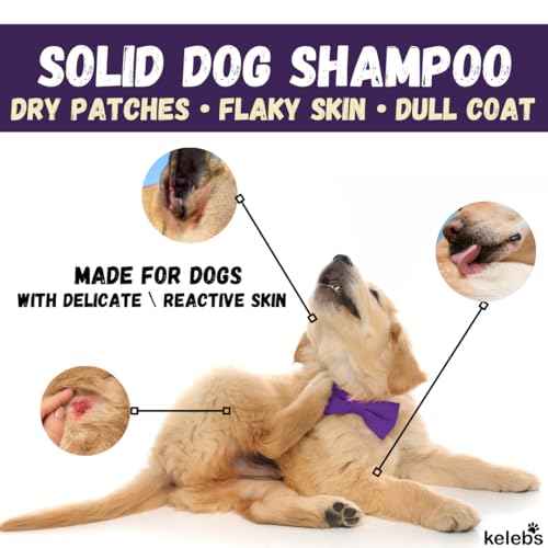 KELEBS Hundeshampoo Sensitiv | Fellpflege Hund | hundeshampoo welpen | Beruhigende natürliche Hunde Shampoo Seifenstücke | mit Lavendel Öl & Haferflocken | Vegan | 3er Pack (Lavender)