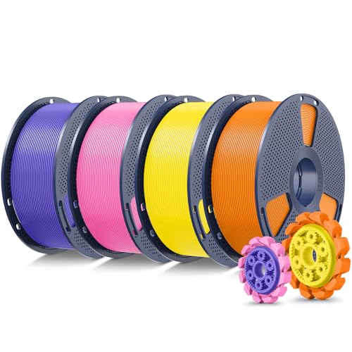 Image of SUNLU PLA+2.0 3D Printer Filament Bundle, 4KG Upgrade PLA+ Filament 1.75mm, Tougher and Stronger, Dimensional Accuracy + /-0.02mm, 1KG per Spool, 4 Pack, 4KG Total, Orange+Yellow+Pink+Purple