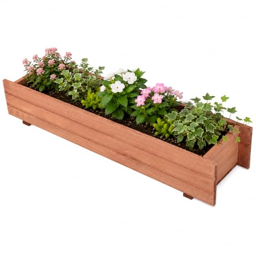 Giantex Raised Garden Bed 36 x 7 x 6.5 Wooden Elevated Planter Box for Flower Vegetable Herb Garden Window Mounted Plant Box for Planting Garden Backyard Patio