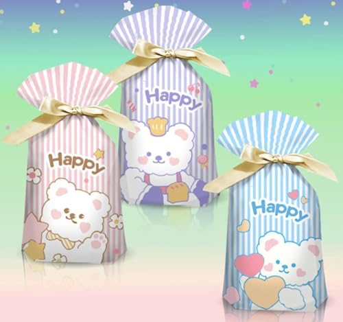 Image of VRB Dec 40Pcs Return Gift Bags - Potli Bags, Return Gift Bags for Kids Birthday - Gift Packing Bags - Goodie Bag for Return gifts - goodie bags - gift pouches for return gifts - guddy bags for return gifts (40Pcs Happy Ribbon Bag)