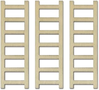 CraftMedley Wood Ladders - Miniature DIY Unfinished Wooden Dollhouse Diorama Ladders - 3 Piece - 3.25 Inches Tall, Brown