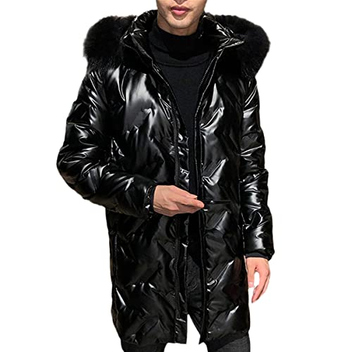 Veste d'hiver pour homme coupe-vent manteau de neige épais chaud noir en duvet de canard M