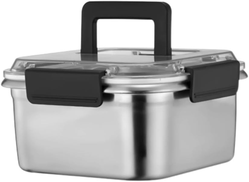 Food Storage Outdoor 316 Stainless Steel Crisper Box Refrigerator Freezer Storage Box Fruit Seal Box Microwave Oven Heat-Resistant Box Food Containers (Color : Black, Size : 3000ml)