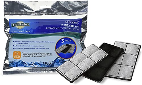 PetSafe - Cartouches Filtrantes de Rechange Drinkwell pour Fontaines à Eau Original, Platinum et Mini pour chien et chat – Materiel naturel - Lot de 3