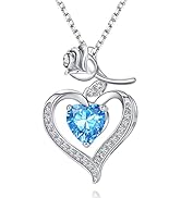 Liebe Herz Rose Halskette Damen Mädchen Geburtsstein Anhänger Halskette Schmuck für Freundin Ehef...