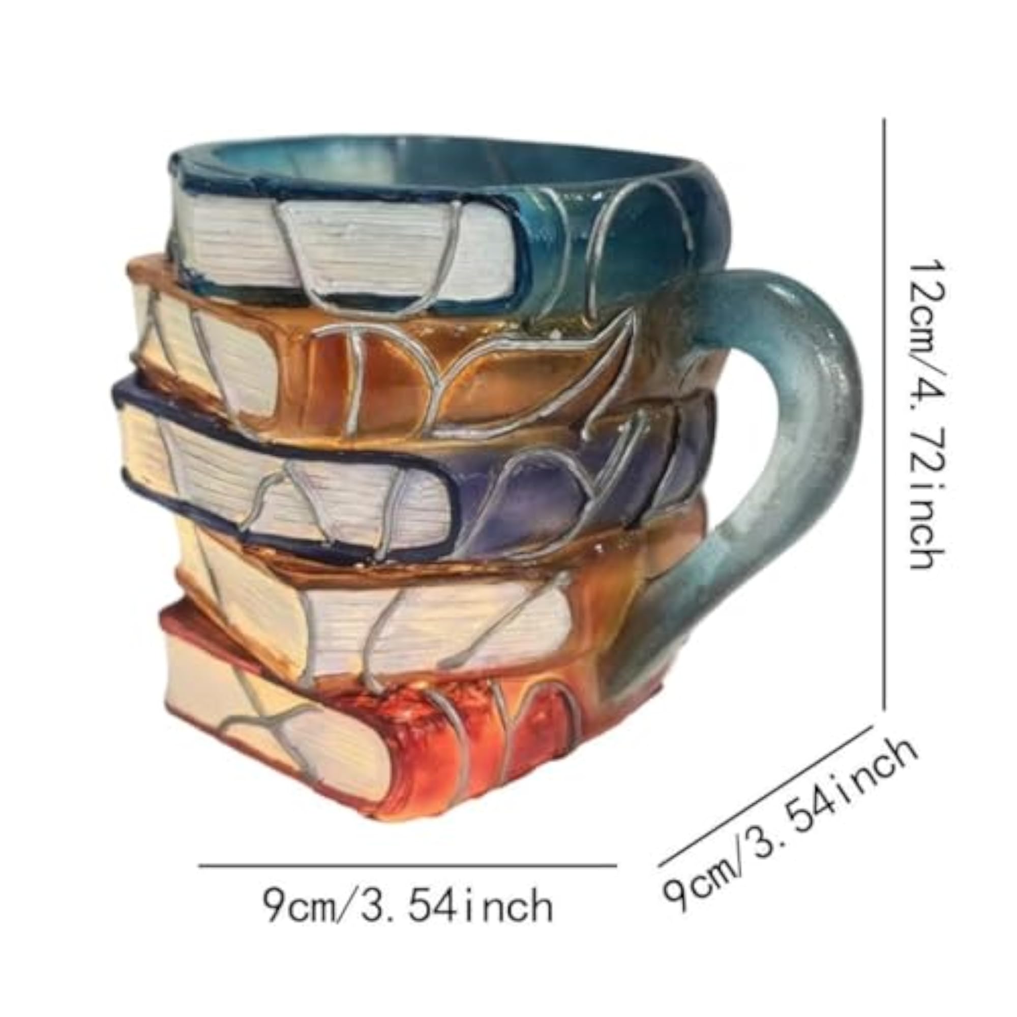 3D Painted Stacked Books Shaped Mug