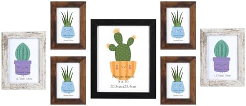 Vasemouh 7x5 Photo Frames, Tabletop Display and Wall Hanging,5x7 Picture Frame in 7 Colours,Wooden Picture Frames with Glass,Pack of 7