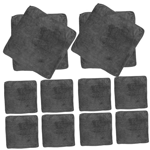 PERSELOSO 12個超吸水 マイクロファイバー清掃タオル 再利用可能な洗車毛巾 グレー 家 車用 多機能クリーニングクロス