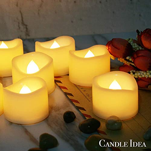 Image of 24 PCS LED Flameless Flickering Plastic Tealight Votive Candle Bulk Battery Operated /Electric Flicker Small Tea Lights Bright Fake Candles for Halloween Christmas Lantern Decorations