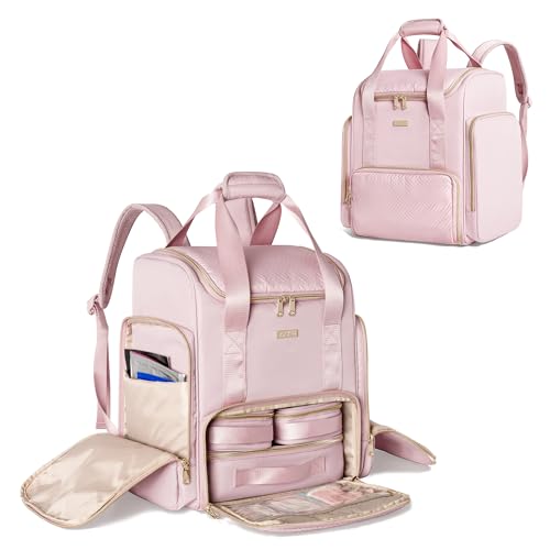 Large Makeup Backpack with 3 Clear Makeup Bags, Double Layers Professional Makeup Travel Case with Brushes Storage Section for Makeup Artists