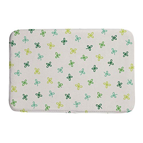 Tapis de bain antidérapant absorbant l'eau motif trèfle vert