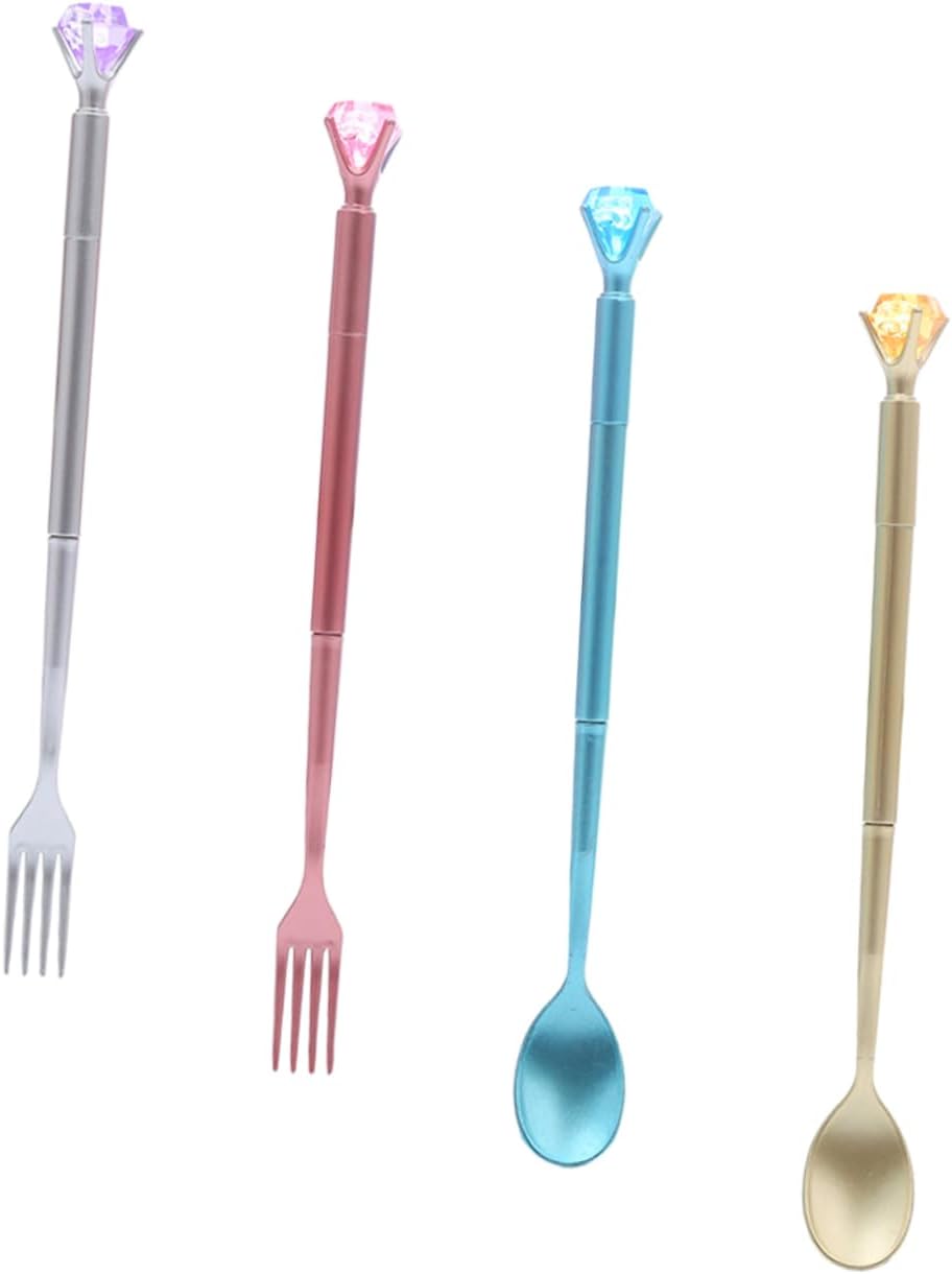 Homoyoyo 4pcs Cartoon Spoon Fork Pen Kawaii Gel Pens for Boys and Girls Students Writing Office Supplies