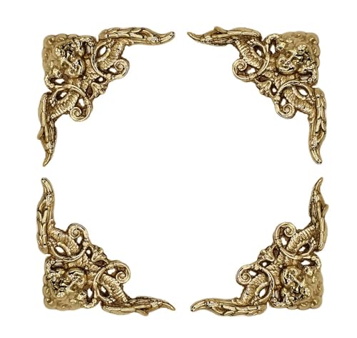 Harts Decorative Brass Clock Corner Spandrels, Set of 4, Victorian Style, 54mm x 54mm x 76mm,