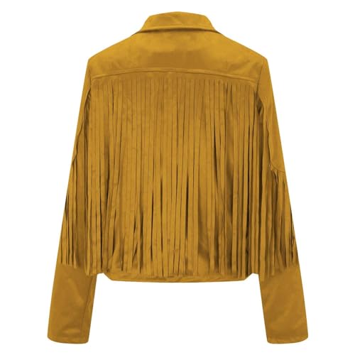 Womens Fringe Jacket Faux Suede Leather Jackets Tassel Motorcycle Cowgirl Outfits Fall Fashion Western Crop Jacket3