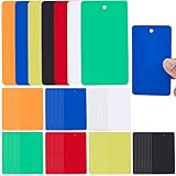 SOFPLATE 140 Stück 7 Farben Blanke Versandanhänger Wasserdichte Kunststoffanhänger Bunt Rechteckig 5 x 9cm Schwarz Große Identifikations Namensschilder Drahtetiketten Zum Identifizieren von Namensaus