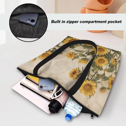 Image of Art Lover Zippered Tote Bag Waterproof Large Work Tote Bags, Artwork Women's Purse Handbags Travel Totes