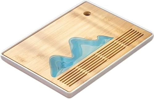 KryZaro 竹製セット水切り茶托 セラミック茶器対応 中華茶道・和風円形茶卓用 複数デザイン選べ