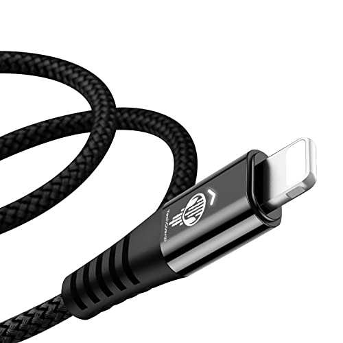 TechOverIP Fast Charging Cable 1.2M [MFi Certified] with LED Light, Nylon Braided Fast Charging & Sync - LED indicator, Compatible with iPhone 11/11 pro/11pro max/X XR Max 8 7 Plus and More (Black)