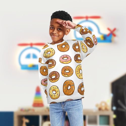 JUNZAN Cartoon Cute Colorful Donuts Big Girls Pullover Hoodie Fleece Tops Clothing Shirts Party 4T4