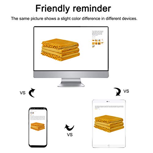 Piccocasa Flannel Fleece Blanket Twin Size With Pompom Fringe,Soft Microfiber Sofa Throw,Fuzzy Plush Lightweight Decorative Blankets For Couch Bed Chair, 60" X 78",Ginger Yellow #TOP7