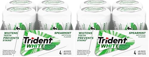 Image of Trident White Spearmint Sugar Free Gum, 4 Bottles of 60 Pieces (240 Total Pieces) (Pack of 2)