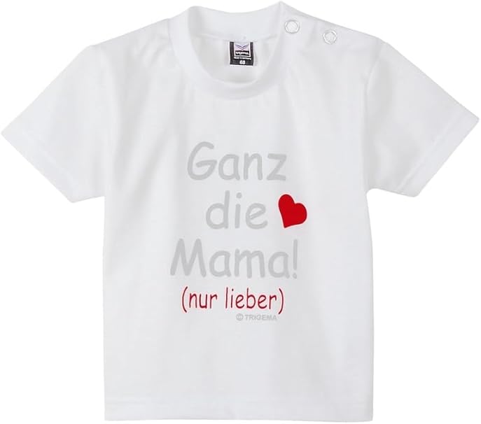 Trigema T-Shirt Bambini Con Stampa Glitterata E Cuore - 100% Cotone, Taglie 68-80 Con Bottoni Spalla
