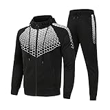 RYTEJFES Herren Sportanzug Jogginganzug Langarm Sweatjacke mit Tasche Outdoor-Sportarten Fitness Kapuzenpullover mit Reißverschluss und Jogginghose Trainingsanzug Sportbekleidung Freizeitanzug