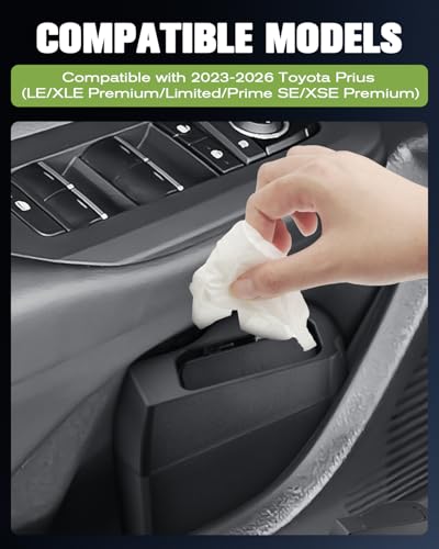 Image of (2PCS) Prius 2026 Trash Can Trash Bin for Door 2026 Prius XSE Car Door Trashcan Trash Holder for 2023-2026 Toyota Prius Accessories (LE /XLE Premium /Limited /Prime SE /XSE Premium) Driver Passenger Side