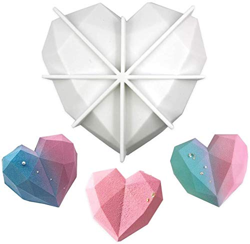 BREEZO Moule à chocolat en silicone en forme de cœur 3D pour gâteaux, mousses, desserts, bonbons, fondants, crème glacée, savon, gelée (1 cavité)