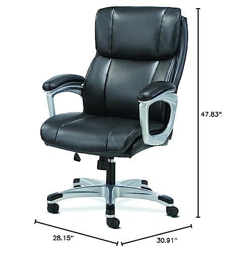 Sadie Executive Computer Chair- Fixed Arms For Office Desk, Black Leather (Hvst315) #TOP5