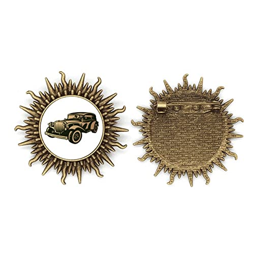 Broche noire en métal motif voitures classiques le cadeau idéal pour homme