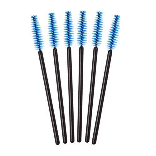 JOVANA 50 Pcs Disposable Eyelash Black Mascara Wand Applicator Brush Cosmetic Eye Wands Brush Makeup Applicators (Blue)
