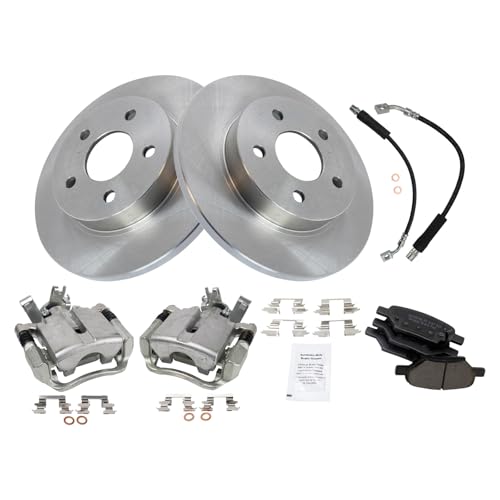 Image of TRQ Rear Brake Pad and Rotor Set Ceramic Calipers Compatible with 2005-2007 Chevrolet Malibu