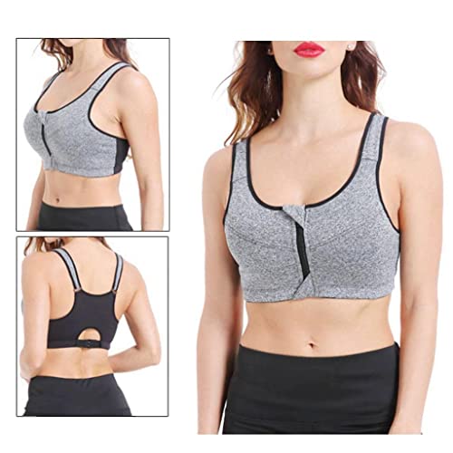 Baoblaze Sutiã Esportivo Feminino com Zíper Push Up Sutiã Fitness Top Esportivo Acolchoado de Corrid