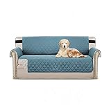 iweed Fundas de Sofá 3 Plazas Impermeables Antimanchas Protectora de Sofá Muebles Funda Antideslizante Cubierta Protectora de Perros/Gato/Mascotas (Azul)