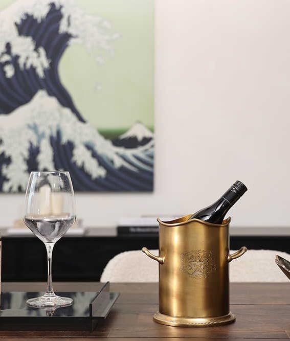 Luxury Brass Wine Ice Bucket, Imported Gold Champagne Cooler for Home, Camping & Outdoor, Premium Nordic Decorative Bar Accessory