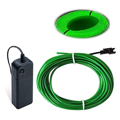 Image of MaxLax EL Wire Green, 9.8ft /3m Portable Battery Pack Neon Light Strip 360 Cuttable Glowing Rope Lights for Parties, Halloween, DIY Decoration